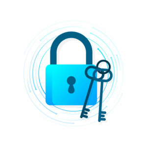 Cyber security concept. Padlock, lock. Privacy concept Flat button infiniwiz msp