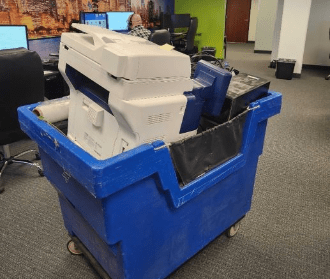 blue box recycle printer