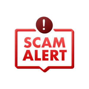 scam alert beware red and white 