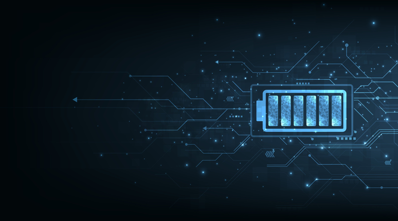 Electrical energy concept.Battery cells symbols on dark blue background.Energy Efficiency, Vector illustration.