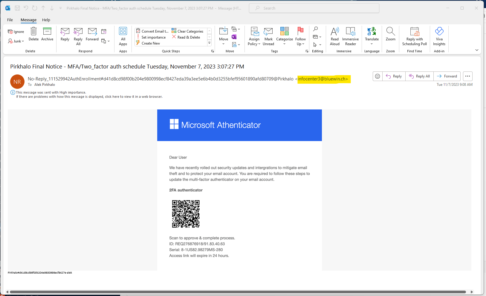 qr code scam email